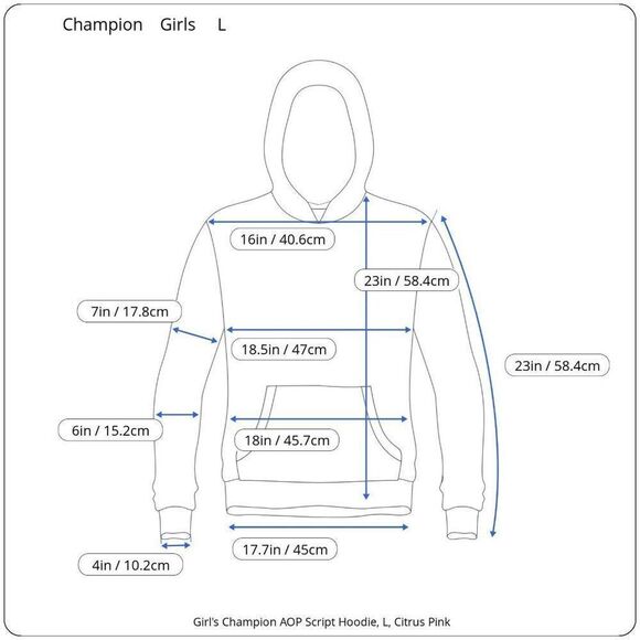 Champion Girl's Citrus Pink AOP Script Athleticwear Hoodie Sweatshirt Size Large - Picture 11 of 11